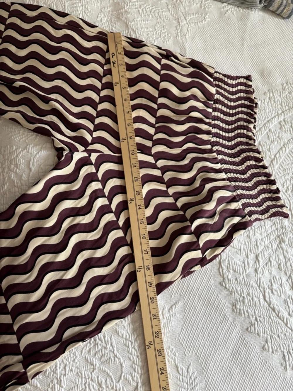 Maeve Printed Wide-Leg Pants by Anthropologie pull on smocked waist size small